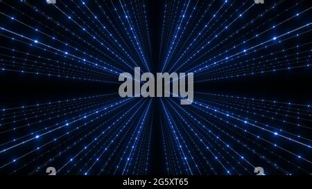 Grid tunnel of dots and lines. Plexus Technology background Stock Photo