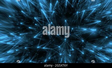 Smooth technological surface like dandelion. Plexus style connecting lines and dots Stock Photo