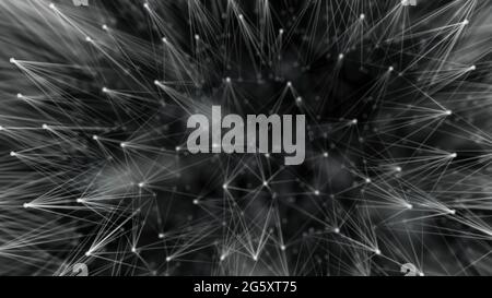 Smooth technological surface like dandelion. Plexus style connecting lines and dots Stock Photo