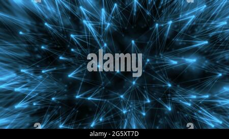 Smooth technological surface like dandelion. Plexus style connecting lines and dots Stock Photo