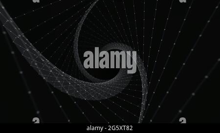 Travel through abstract Plexus tunnel. Dots and lines connection. Stock Photo