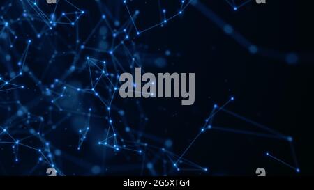 Abstract technology background from lines and dots. Plexus space geometrical backdrop. Stock Photo