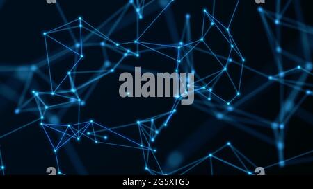 Abstract technology background from lines and dots. Plexus space geometrical backdrop. Stock Photo