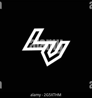 LV logo monogram with up to down style negative space design template isolated on black background Stock Vector