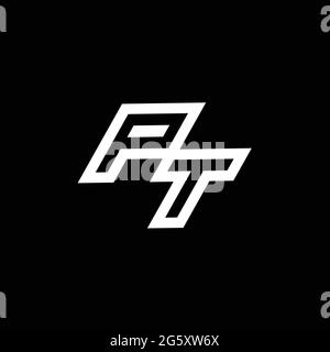 PT logo monogram with up to down style negative space design template isolated on black background Stock Vector
