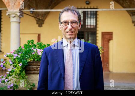 Bologna, Italy. 30th June, 2021. The head of Department of Agricultural and Food Sciences Giovanni Molari was elected new Magnifico Rettore (Magnificent Rector) of The University of Bologna (in Italian: Alma mater studiorum - Università di Bologna, UNIBO) until 2027. 47-year-old mechanical engineer, he beat, after a head-to-head in the first round, the other strong candidate, the jurist Giusella Finocchiaro. Credit: Massimiliano Donati/Alamy Live News Stock Photo