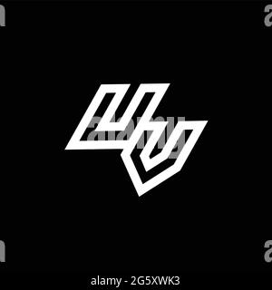 UV logo monogram with up to down style negative space design template isolated on black background Stock Vector