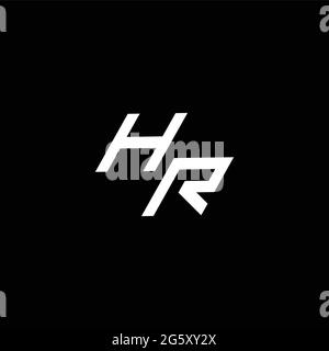 HR logo monogram with up to down style modern design template isolated on black background Stock Vector