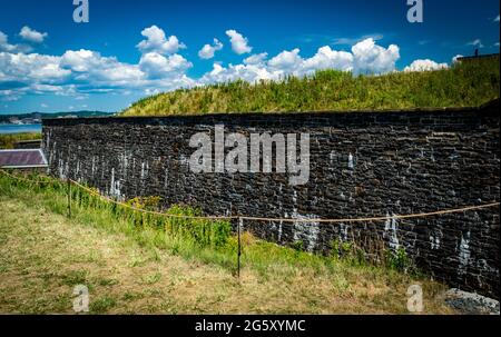 the dry moat that circles fort charlotte Stock Photo