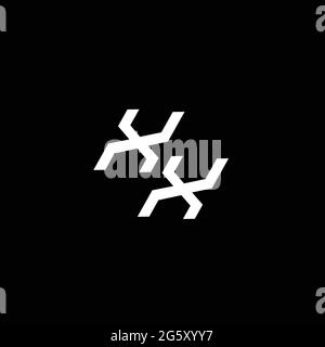 XX logo monogram with up to down style modern design template isolated on black background Stock Vector