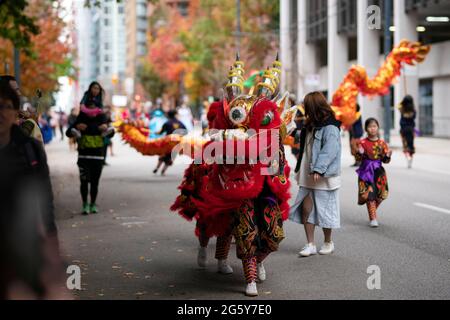 Performers at the annual Halloween Parade in Vancouver, Canada Stock Photo