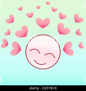 Love emotion face in red with heart 07 Stock Vector