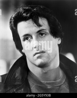 Sylvester Stallone, Head and Shoulders Portrait, on-set of the Film, 'Rocky', United Artists, 1976 Stock Photo