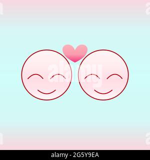 Love emotion face in red with heart 02 Stock Vector