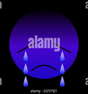 Sad emotional face in purple with teardrop 10 Stock Vector