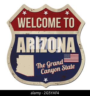Welcome to Arizona vintage rusty metal sign on a white background, vector illustration Stock Vector