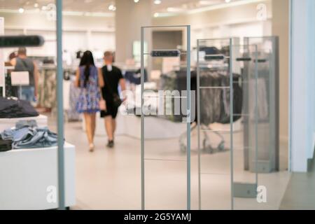 store anti-theft system signalisation alarm, scanner entrance gate Stock Photo