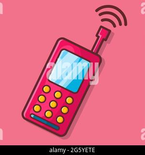 vintage mobile phone vector illustration in flat style Stock Vector