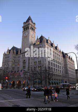 The Old Post Office Tower soars 315 feet above Pennsylvania Avenue and is the second-tallest structure in Washington, DC. Stock Photo