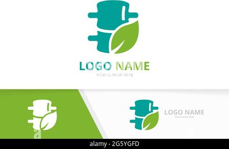 Eco spine logo combination. Spinal diagnostic center logotype design template. Stock Vector