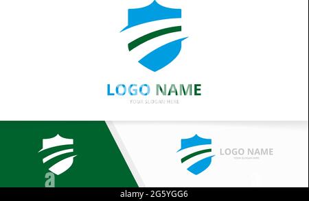 Privacy logotype design template. Vector shield logo combination. Stock Vector