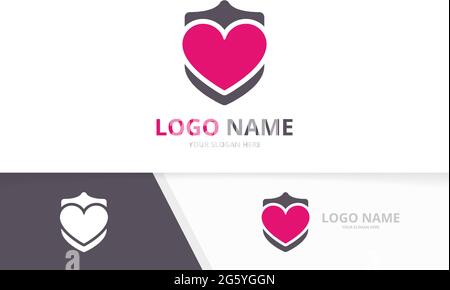 Heart security logo combination. Love and shield logotype design template. Stock Vector