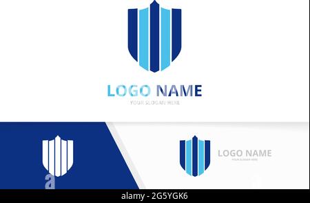 Protection guard logotype. Cyber shield logo design template. Stock Vector