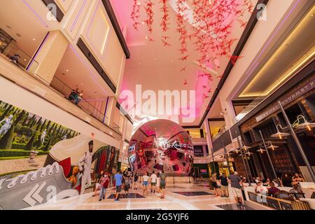 Las Vegas, JUN 28, 2021 - Interior view of the Resorts World casino Stock Photo