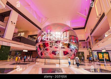 Las Vegas, JUN 28, 2021 - Interior view of the Resorts World casino Stock Photo