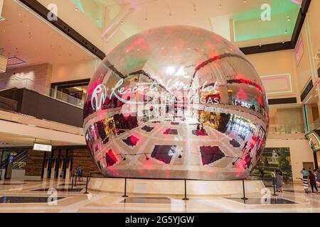 Las Vegas, JUN 28, 2021 - Interior view of the Resorts World casino Stock Photo