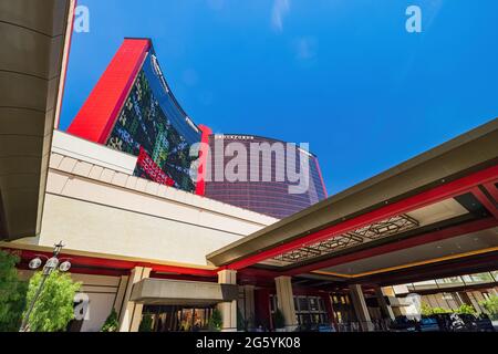 Las Vegas, JUN 28, 2021 - Exterior view of the Resorts World casino Stock Photo