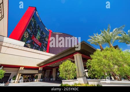 Las Vegas, JUN 28, 2021 - Exterior view of the Resorts World casino Stock Photo