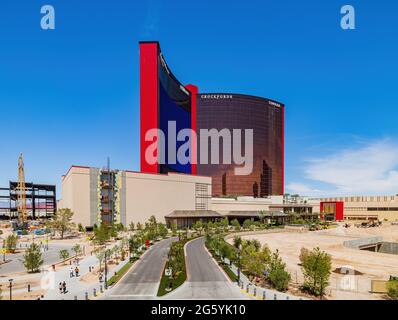 Las Vegas, JUN 28, 2021 - Exterior view of the Resorts World casino Stock Photo