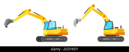 Yellow Industrial Excavator Isolated on White Stock Vector
