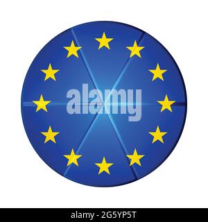 Glass light ball with European Union flag. Round sphere, template icon ...