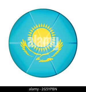 Glass light ball with flag of Kazakhstan. Round sphere, template icon. Kazakh national symbol. Glossy realistic ball, 3D abstract vector illustration Stock Vector