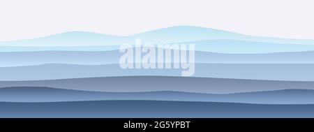 Landscape hills mountaine silhouette panorama horizon minimal style. Vector minimalist poster banner template illustration isolated Stock Vector