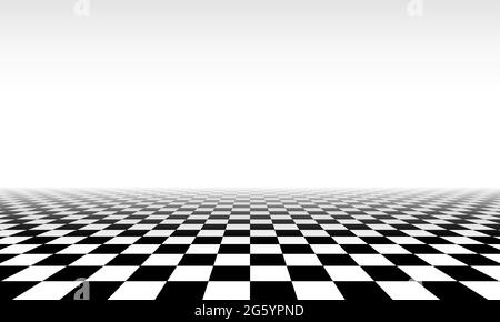 Abstract checkered floor in surreal interior. Room with no horizon and tiled floor. Stock Vector