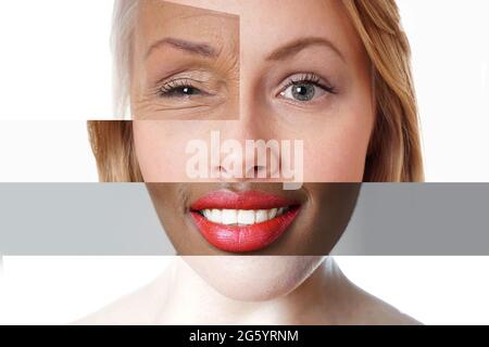 composite face made of multi-ethnic women of different ages Stock Photo