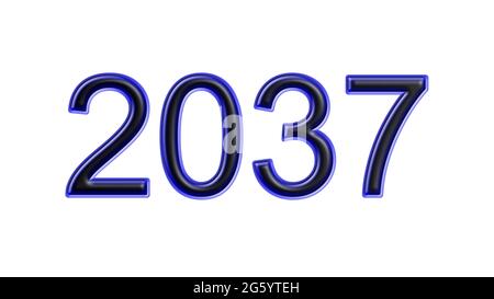 blue 2037 number 3d effect white background Stock Photo - Alamy
