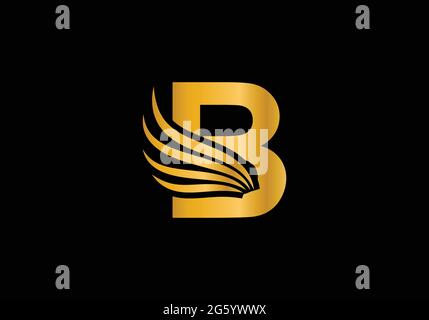 Golden Initial B Letter Logo With Creative Modern Business Typography Vector Template. Falcon Logo Concept Stock Vector