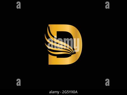 Golden Initial D Letter Logo With Creative Modern Business Typography Vector Template. Falcon Logo Concept Stock Vector