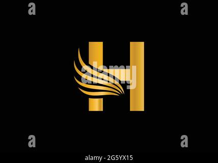 Golden Initial H Letter Logo With Creative Modern Business Typography Vector Template. Falcon Logo Concept Stock Vector