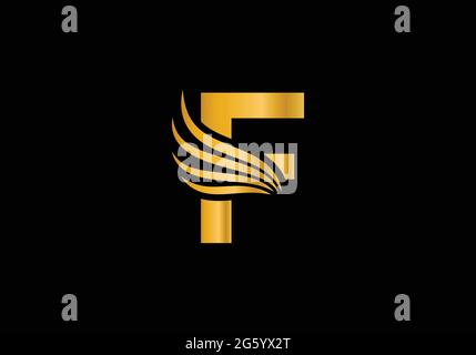 Golden Initial F Letter Logo With Creative Modern Business Typography Vector Template. Falcon Logo Concept Stock Vector