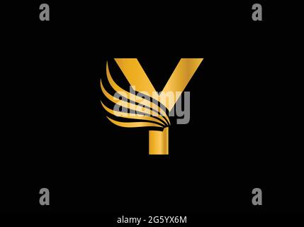 Golden Initial Y Letter Logo With Creative Modern Business Typography Vector Template. Falcon Logo Concept Stock Vector