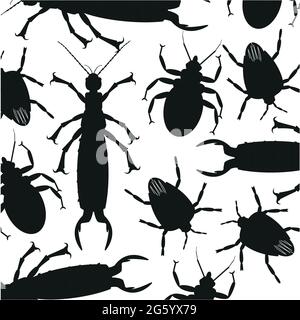 Vector illustration black silhouette insect decorative pattern Stock Vector