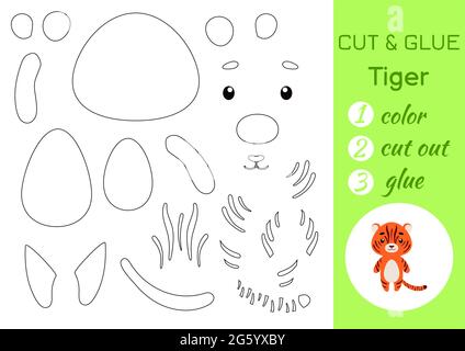 Cut and glue paper little tiger. Kids crafts activity page. Educational ...