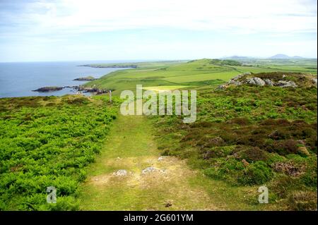 Rhiw Gwynedd North Wales UK View across fields to 