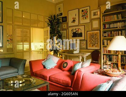 Red sofa in living room Stock Photo