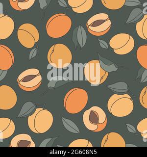 Vector seamless pattern with peaches or apricots. Vintage abstract design for paper, cover, fabric Stock Vector